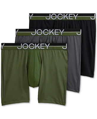 Jockey Men's Infinite Cool 3-Pk. Stretch Moisture-Wicking Solid Boxer Briefs