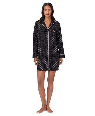 Lauren Ralph Women's Notched-Collar Sateen Sleepshirt