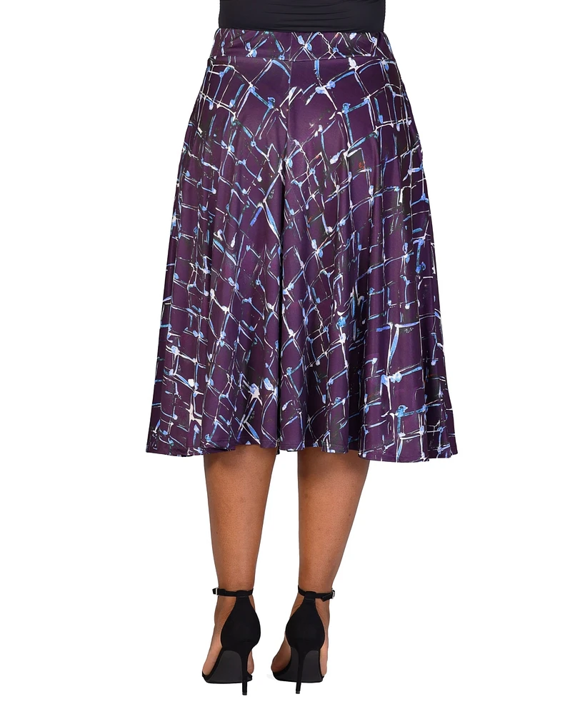 24seven Comfort Apparel Plus Elastic Waist Midi Skirt with Pockets