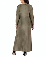 24seven Comfort Apparel Plus Size Long Sleeve Maxi Dress