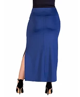 24seven Comfort Apparel Plus Versatile Elastic Waist Maxi Skirt