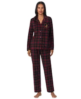 Lauren Ralph Women's Printed Notched-Collar Pajama Set