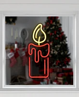 Northlight 12" Led Lighted Neon Style Candle Christmas Window Silhouette