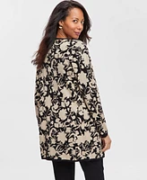 Jm Collection Women's Printed Open-Front Cardigan