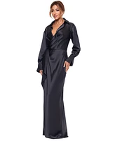 Xscape Women's Satin Shirtdress Gown