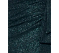 Xscape Petite Metallic-Threaded Gathered-Waist Dress