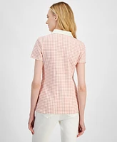 Tommy Hilfiger Women's Houndstooth-Print Collared Top