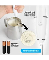 Zulay Kitchen Milk Frother Complete Set Coffee Gift, Handheld Foam Maker for Lattes