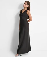 Dkny Women's Cowlneck Sleeveless Gown