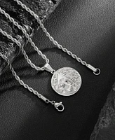 Rhona Sutton Silver Stainless Steel Lion Coin Pendant Necklace