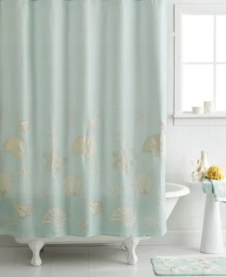 Avanti Sequin Shells Beachy Printed Shower Curtain, 72" x 72"