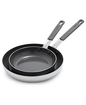 GreenPan X Bobby Flay Nonstick Stainless Steel 8" and 10" Frypan Set