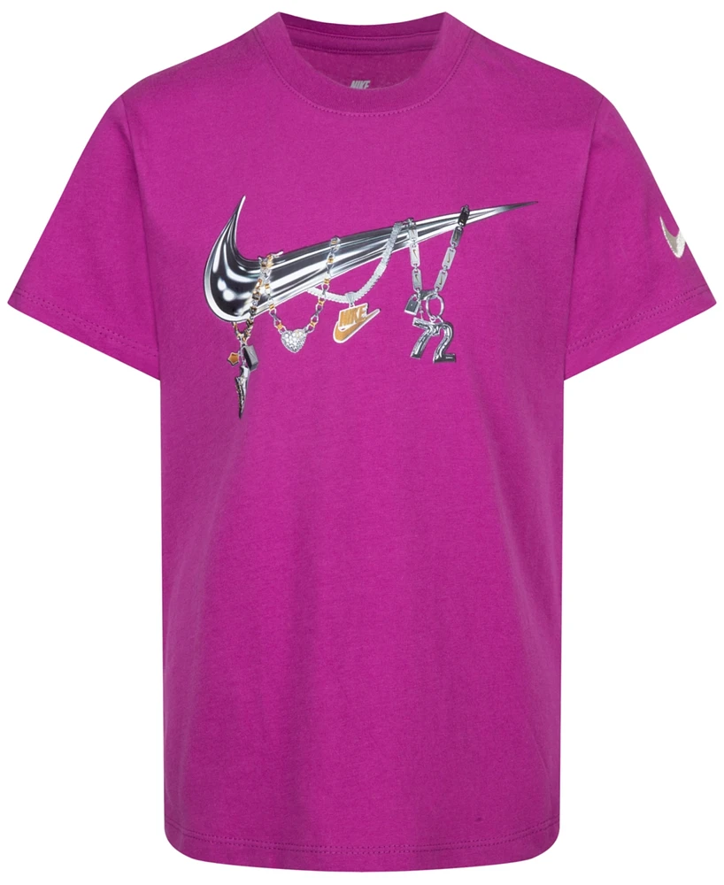 Nike Little Girls Swoosh Charm Graphic Short-Sleeve Cotton T-Shirt