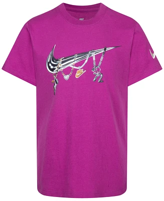 Nike Little Girls Swoosh Charm Graphic Short-Sleeve Cotton T-Shirt