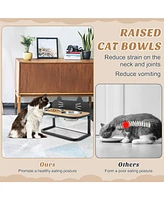 Sugift Elevated Pet Feeder with 2 Stainless Steel Bowls for Cats and Small and Medium Dogs