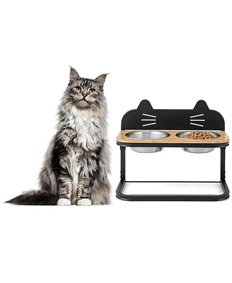 Sugift Elevated Pet Feeder with 2 Stainless Steel Bowls for Cats and Small and Medium Dogs