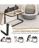 Sugift Elevated Pet Feeder with 2 Stainless Steel Bowls for Cats and Small and Medium Dogs