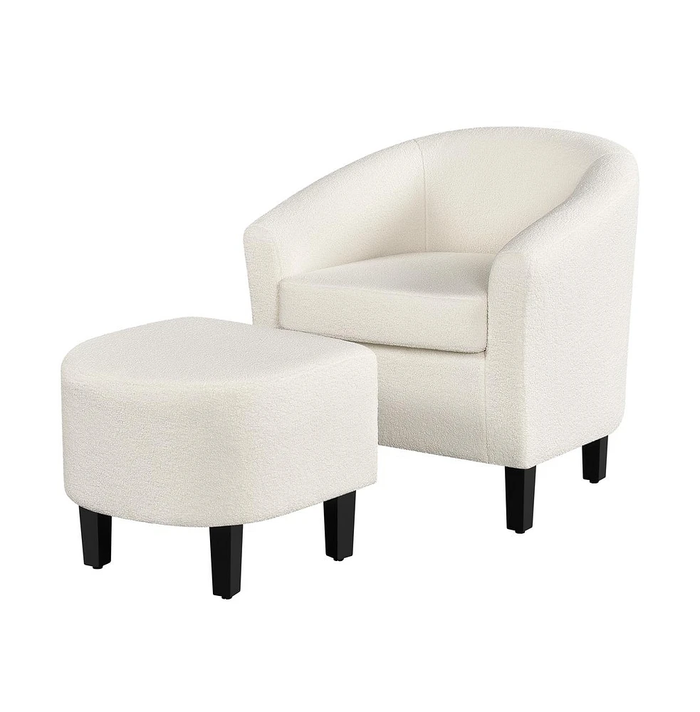 Yaheetech Contemporary Boucle Club Chair and Ottoman Set