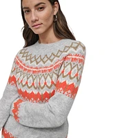 Dkny Jeans Women's Fair Isle Crewneck Raglan Sweater