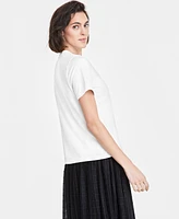 On 34th Women's Embellished-Neck T-Shirt, Created for Macy's