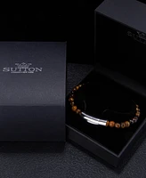 Rhona Sutton Silver Stainless Steel Tigers Eye Bead Bracelet