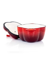 Megachef Pepper Shaped 3 Quart Enameled Cast Iron Casserole in Red