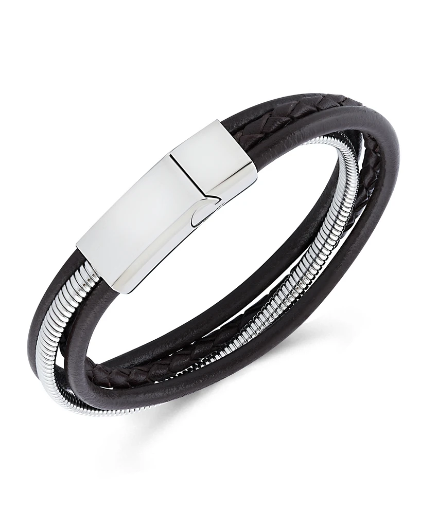 Rhona Sutton Stainless Steel Multi Leather and Chain Bracelet