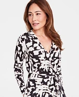 I.n.c. International Concepts Women's Printed Long-Sleeve Wrap Dress, Created for Macy's