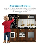 Best Choice Products Pretend Play Kitchen Wooden Toy Set for Kids w/ Telephone, Utensils, Oven, Microwave