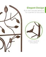 Best Choice Products Set of 2 60x15in Iron Arched Garden Trellis Fence Panel w/ Branches, Birds for Climbing Plants