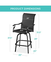 Best Choice Products Set of 2 Outdoor Swivel Bar Stools, Patio Barstool Chairs w/ 360 Rotation, All-Weather Mesh