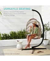 Best Choice Products Metal Hanging Hammock C-Stand for Chair/ Weather-Resistant Finish, Offset Base - Stand Only - Black