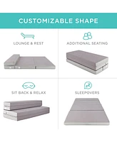 Best Choice Products 4in Thick Folding Portable Gray Mattress Topper w/ Carry Case