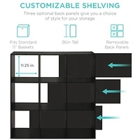 Best Choice Products 9-Cube Bookshelf, 11in Display Storage Compartment Organizer w/ 3 Removable Back Panels