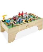 Best Choice Products Kids 35-Piece Train Table, Large Multipurpose Wooden Playset w/ Reversible Table Top