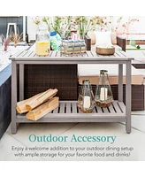 Best Choice Products 48in 2-Shelf Indoor Outdoor Wooden Console Table Multifunctional Buffet Bar Storage