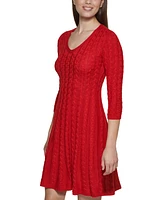 Jessica Howard Women's Mock Neck Cable-Knit Sweater Dress