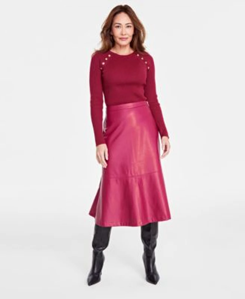 I.N.C. International Concepts Womens Button Trim Sweater A Line Skirt Created For Macys