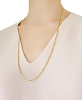 28" Two-Tone Open Curb Link Chain Necklace (3-5/8mm) in Solid 14k Gold & White Gold - Two