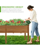 Best Choice Products 72x23x30in Raised Garden Bed, Elevated Wood Planter Box for Patio w/ Divider Panel - Acorn Brown