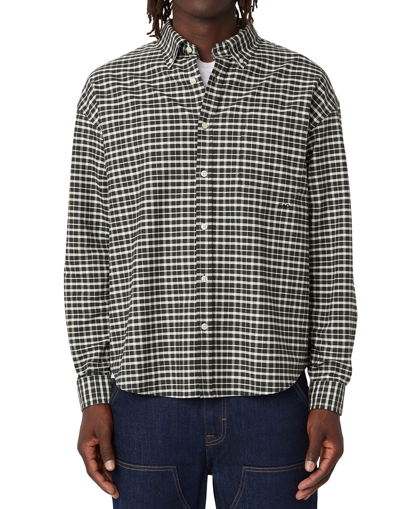 Frank And Oak Men's Jasper Loose-Fit Check Button-Down Oxford Shirt