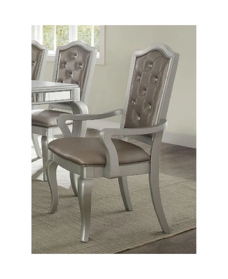 Streamdale Furniture Francesca Armchair (Set of 2) In Silver Pu & Champagne