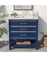 Slickblue Bathroom Vanity Cabinet Combo with Open Storage & Two Drawers