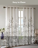Cecily Burnout Printed Sheer Window Curtain, 84 inches long Single Sheer Curtain Panel, Width 50 curtains sheer for Bedroom and Living Room, Easy To H