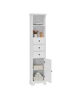 Slickblue White Tall Bathroom Cabinet – Mdf with Painted Finish, 3 Drawers & Adjustable Shelf for Efficient Storage