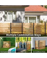 42in x 38in Wood Outdoor Privacy Screen Privacy Wall, Pool Equipment Enclosure, Trash Can Enclosures, Air Conditioner Fence with Metal Stakes (2-Panel
