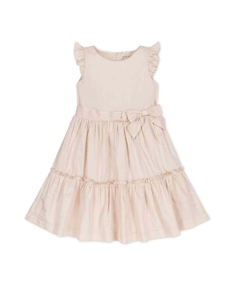 Hope & Henry Baby Girls Flutter Sleeve Tiered Sateen Party Dress