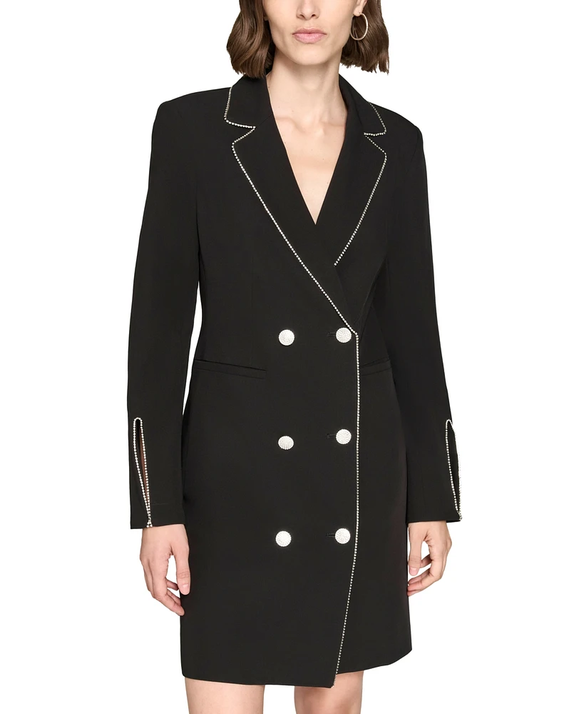 Karl Lagerfeld Paris Women's Rhinestone-Trim Tuxedo Dress