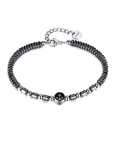 Rhona Sutton Black Hematite Anchor Beaded Stainless Steel Bracelet