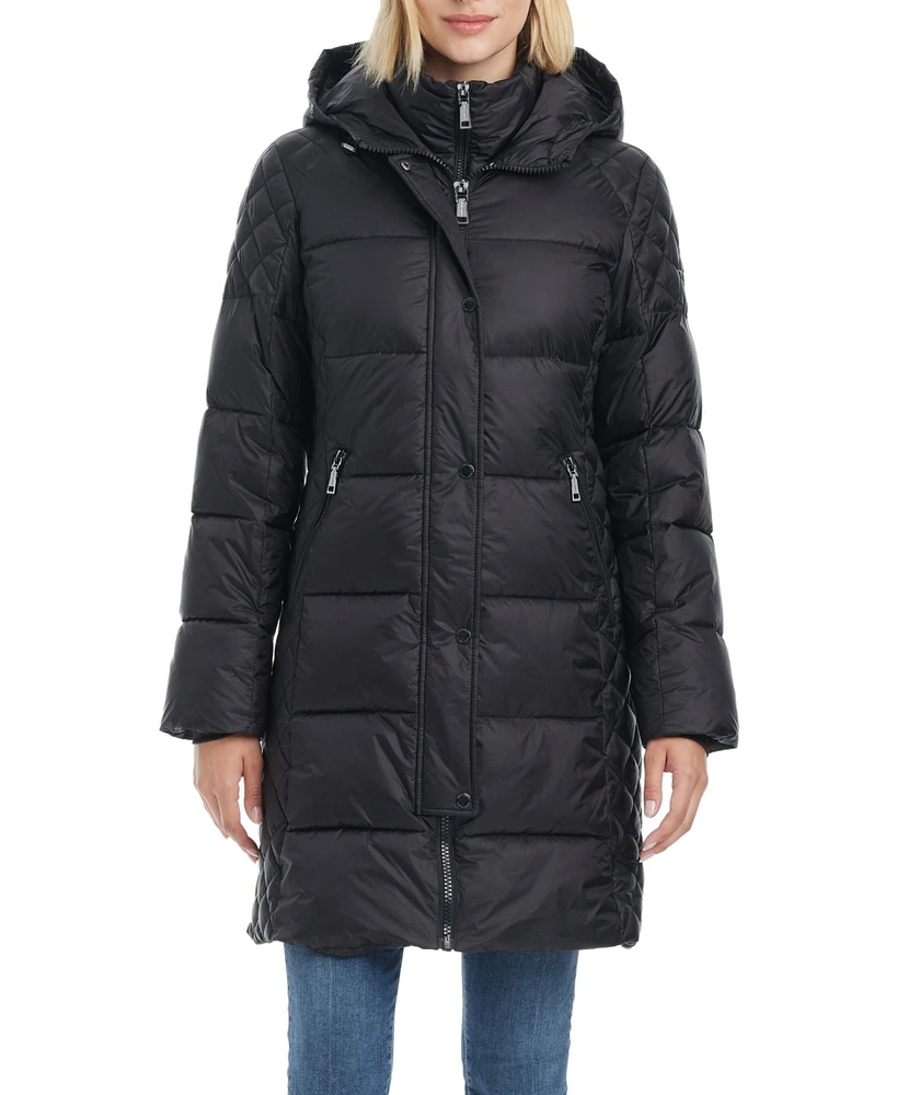 Vince Camuto Women's Single-Breasted Cire Mid-Length Fitted Puffer Coat